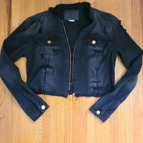 Boom Boom Jeans Jackets & Blazers - Distressed Cropped Denim Jacket